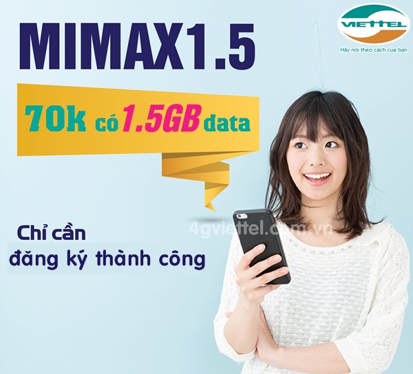 Đăng ký gói 3G được cải tiến Mimax1.5 Viettel 